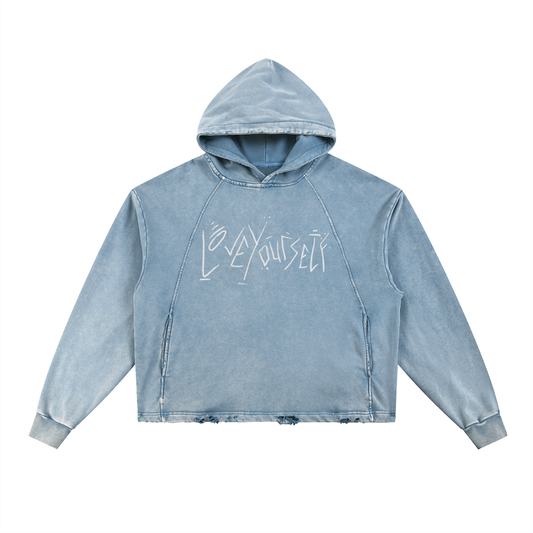 Love Yourself Frayed-Hem Hoodie